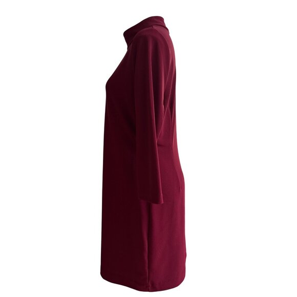 Boston Proper Maroon Mock Neck Knee-Length Shift Dress, Women's Size L - Picture 5 of 9